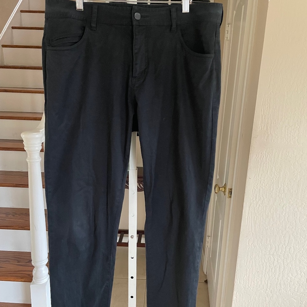 Rhone Everyday Five Pocket Twill Pants Black Durable Stretch Zip Pocket 35
